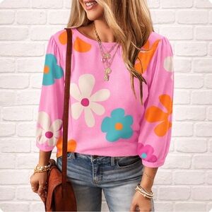Floral “Fiona” Pink Long Sleeve Top